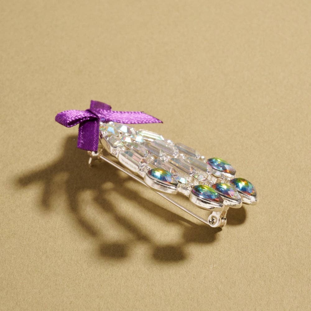 Designature New York - Wholesale Brooch - Skeleton Hand Ribbon Brooch Pin with Rhinestone5