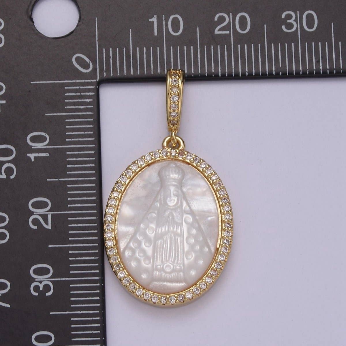 Aim Eternal - Wholesale Individual Charm/Pendant - Mother of pearl Miraculous Lady medal, Virgin Mary necklace Charm, religious jewelry, catholic Rosary Component N-5763