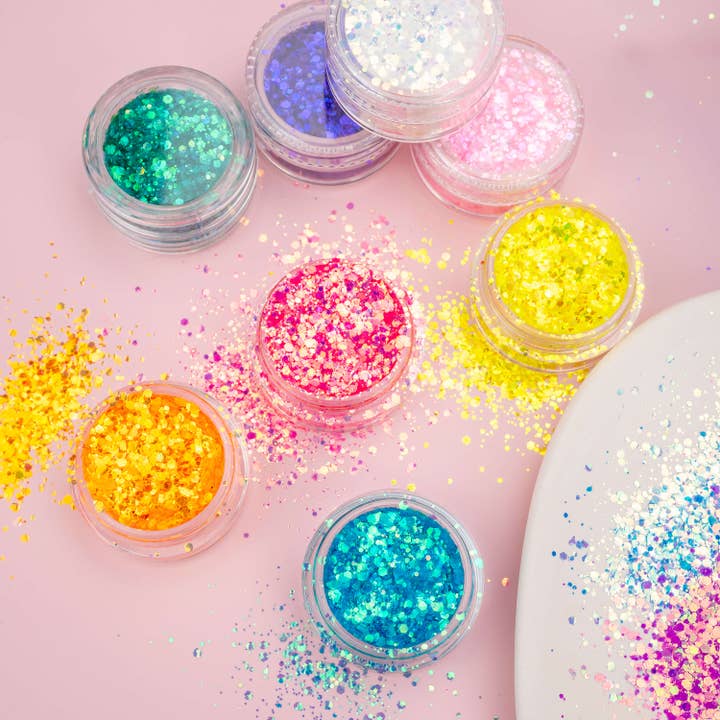 Kawaii Slime Company - Wholesale Craft Supplies - Make Your World Sparkle Chunky Glitter 12 Color Set2