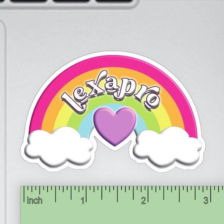 Lexapro Regenbogen-Aufkleber | Self Care Geschenk Laptop-Aufkleber | Angst Antidepressiva Sticker Pack | Süße Computeraufkleber | Retro-Aufkleber für den Großhandel von WritingLoveShop