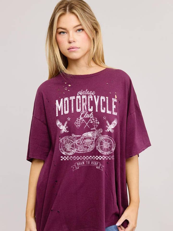 Motorcycle Club Graphic S/S Oversized Seamless Tee ZO for wholesale by Zutter