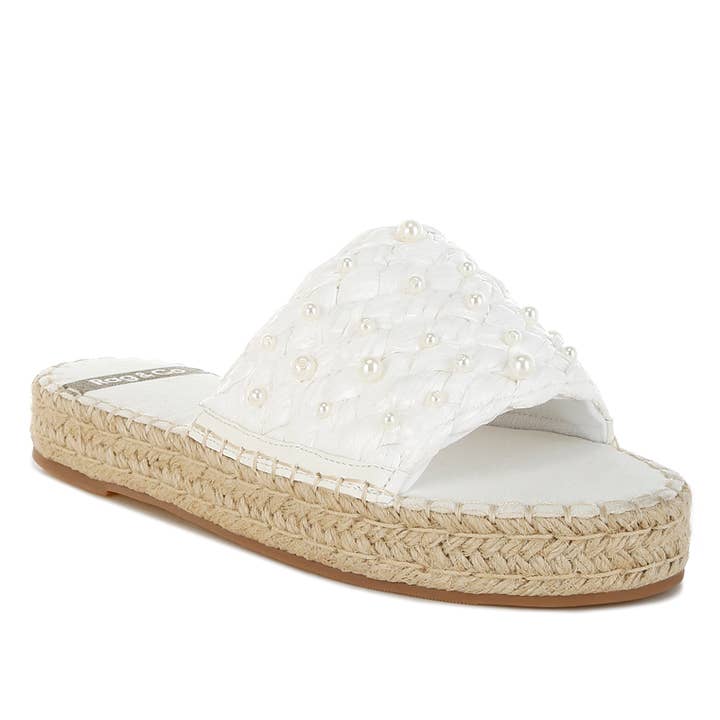 Yakna Pearl Embellished Woven Flats and other Purchase Wholesale espadrilles soles. Free Returns & Net 60 Terms on Faire trending on Faire.