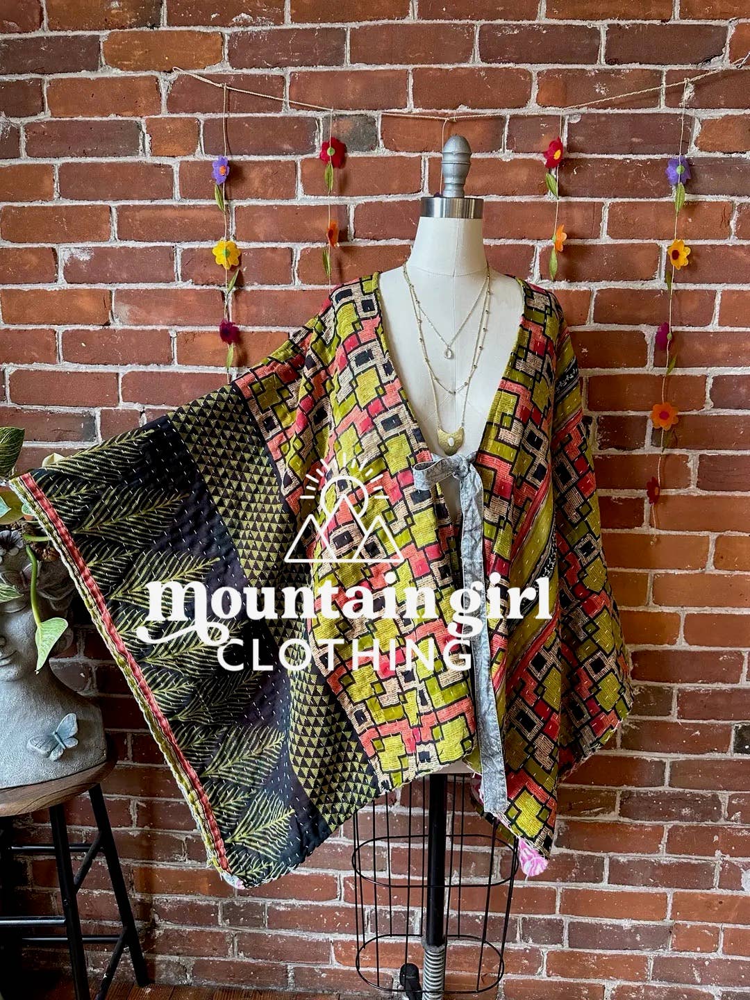 Mountain Girl Clothing - Wholesale Poncho - Women's - Upcycled Reversible Kantha Poncho Jakcet