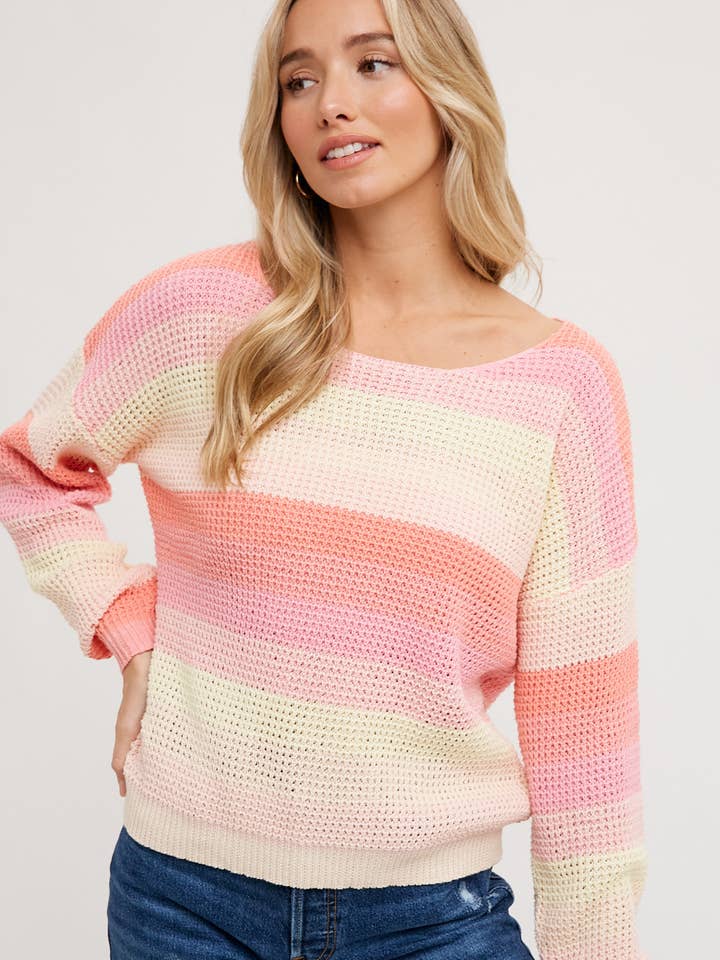 Bluivy - Wholesale Knit Sweater - Women's - COLOR BLOCK PASTEL KNIT SWEATER PULLOVER1
