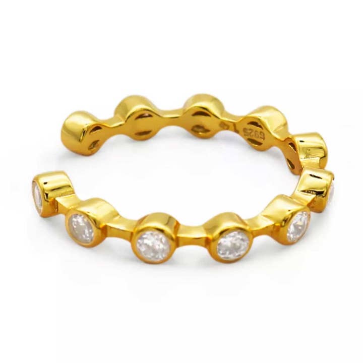 Ring with Zircons in 925 Silver and 18K Gold Plated for wholesale by MAISON HALLEUX SRL