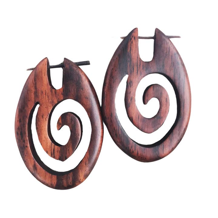 African queen tribal wood earrings for wholesale by UMBRELLALABORATORY