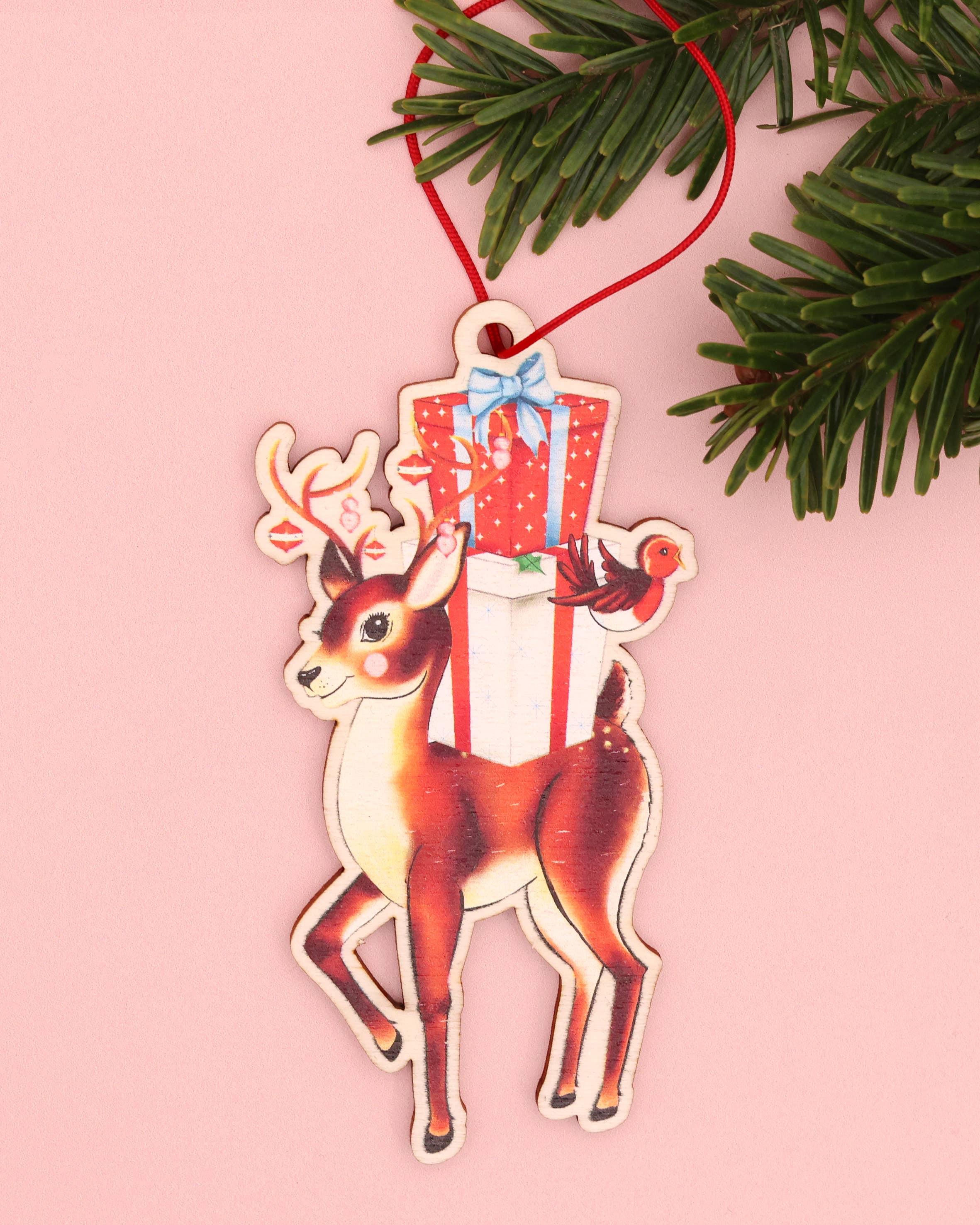 Fawn & Thistle Ltd (US Duties Paid) - Wholesale Christmas Decoration - Retro Reindeer Wooden Ornament | Eco-Friendly Holiday Charm5