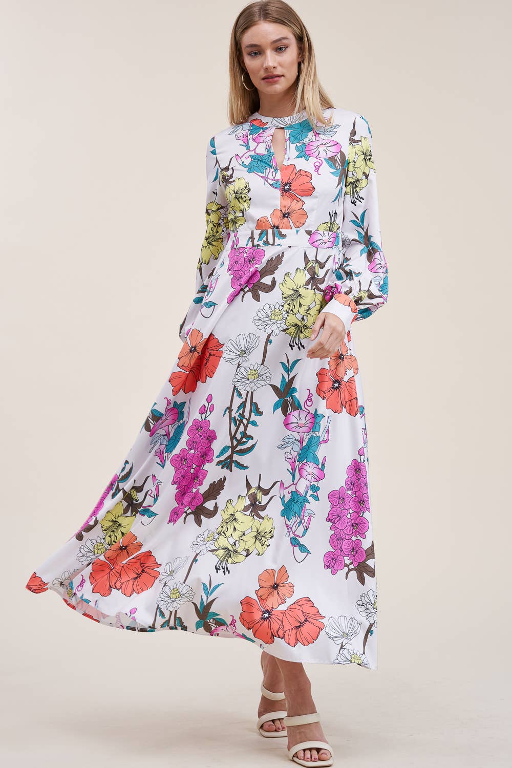 QMP Moda - Wholesale Dress - Women's - FLORAL PRINTED DRESS WITH ELASTIC WAIST AND POCKETS0