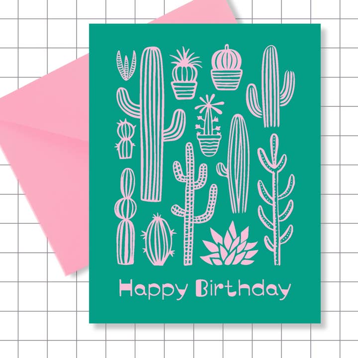 Tarjeta de felicitación de cumpleaños con temática de cactus para venta al por mayor de Motel Paper Los Angeles