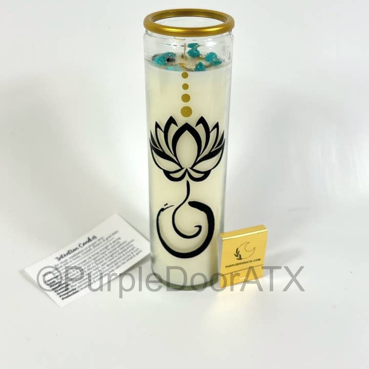 Health Glass Intention Manifestation Candle Crystals Flowers for wholesale by Purple Door ATX