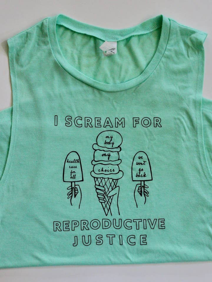 Camiseta sin mangas "Ice Scream for Reproductive Justice" - arte feminista para venta al por mayor de Overseasoned