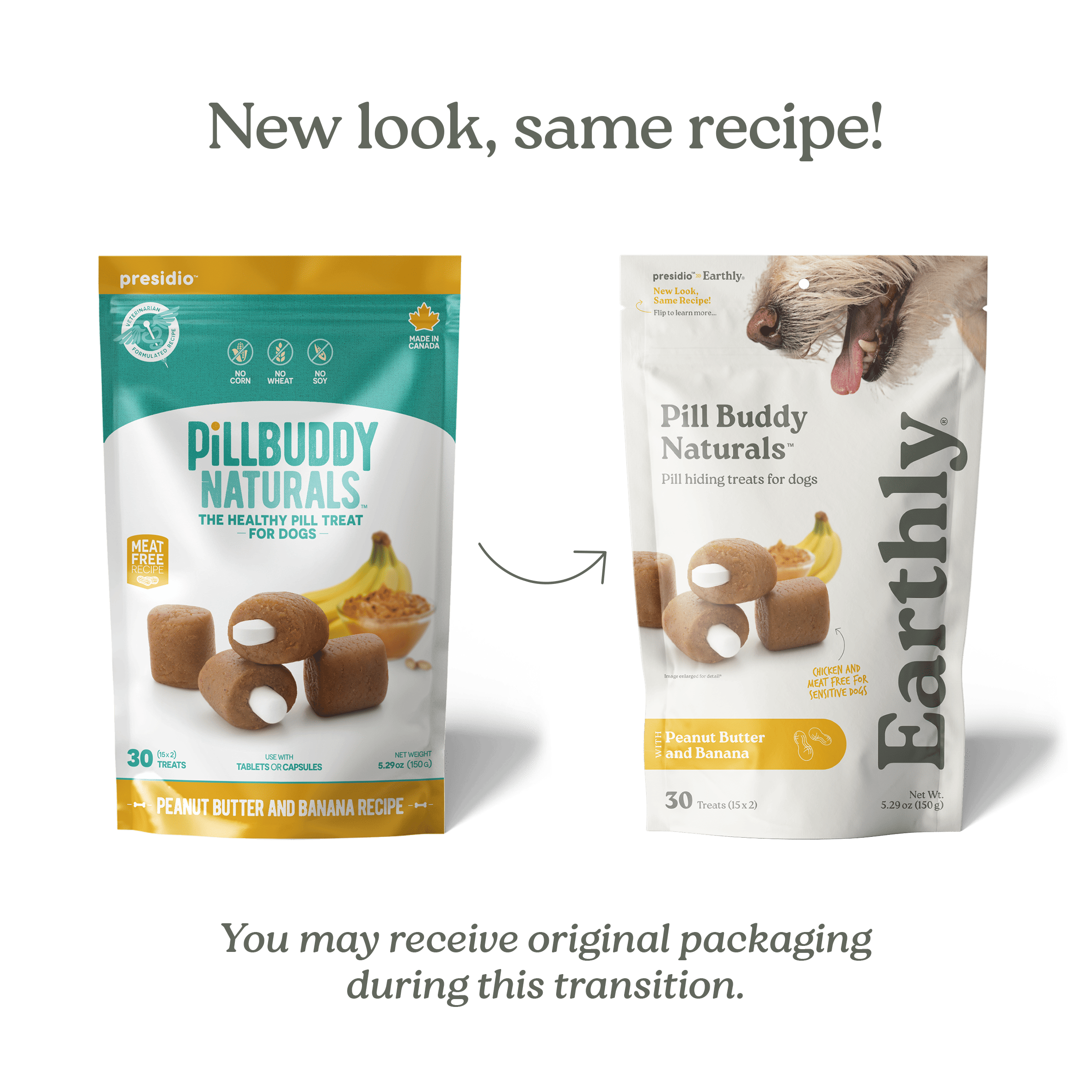 Earthly Pet Company - Wholesale Pet Treats - Dog - Pill Buddy Naturals Peanut Butter & Banana 30ct 12/CS1