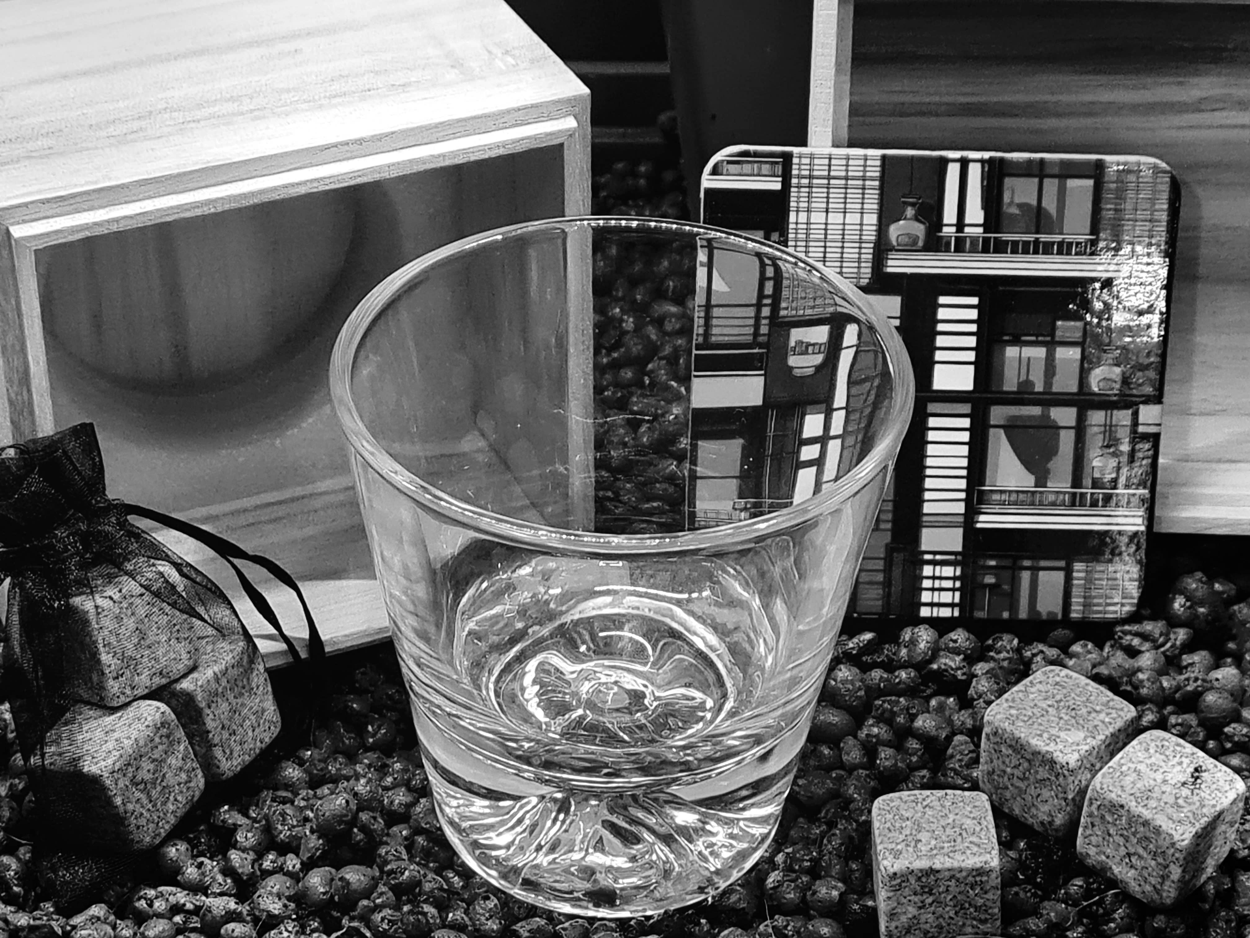 Sostraw & SmartThings - Wholesale Cocktail/Liquor Glass - Japanese Glass - Gift Box + Granite Ice Cubes + Coaster |3215