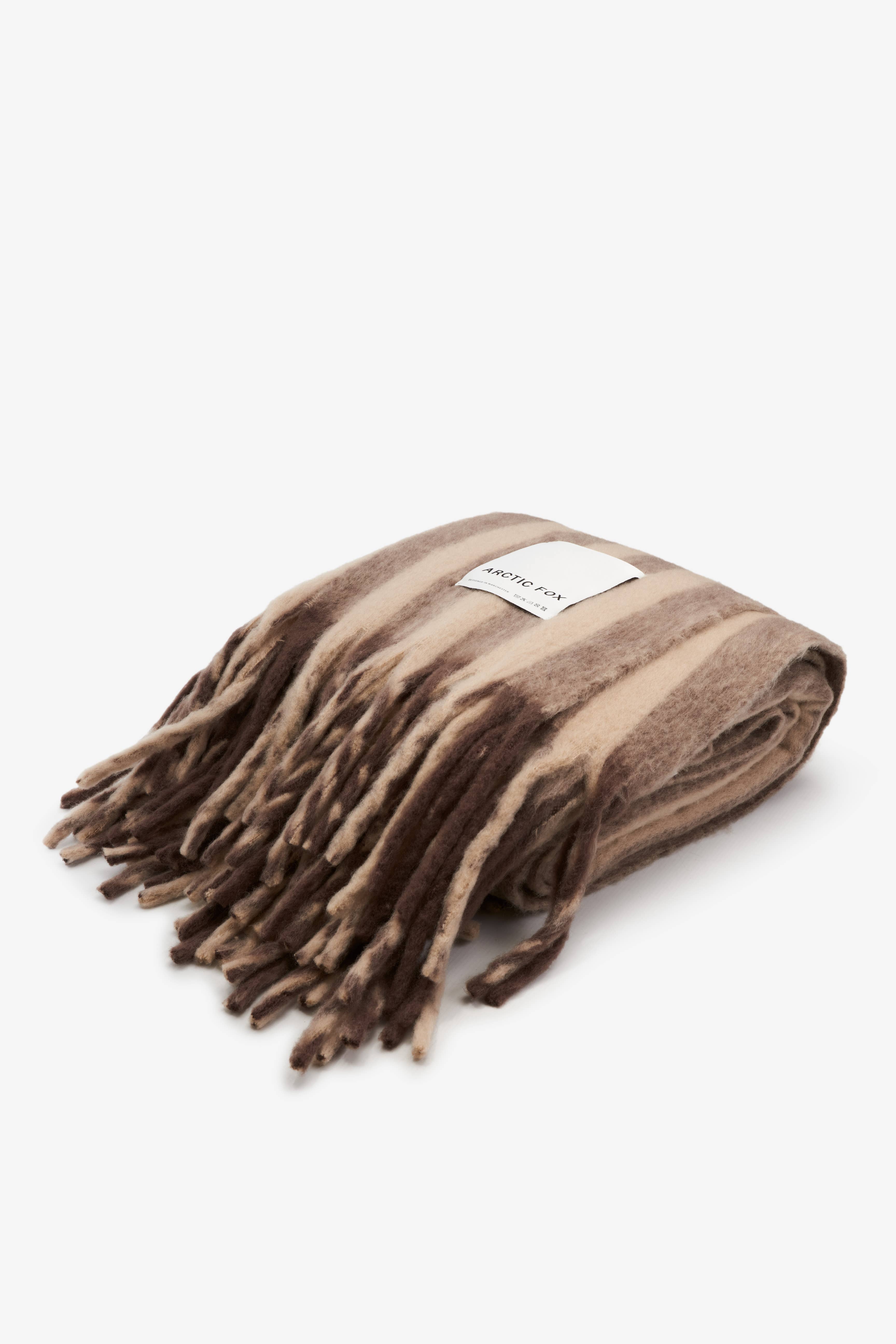 ARCTIC FOX & CO. – wholesale Throw blanket – The Wool Stripe Throw - Burnt Umber Stripe - AW252