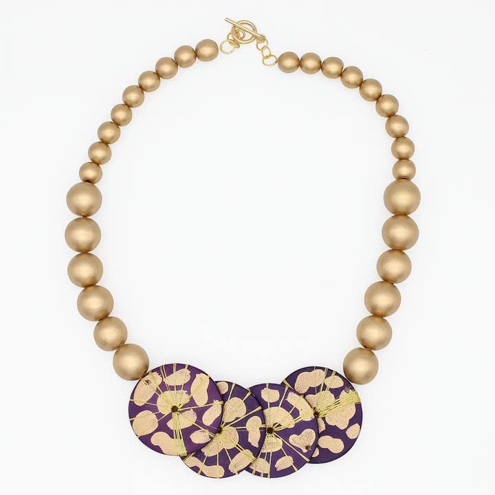 Gilded Plum Disc Necklace for wholesale by Sylca Designs