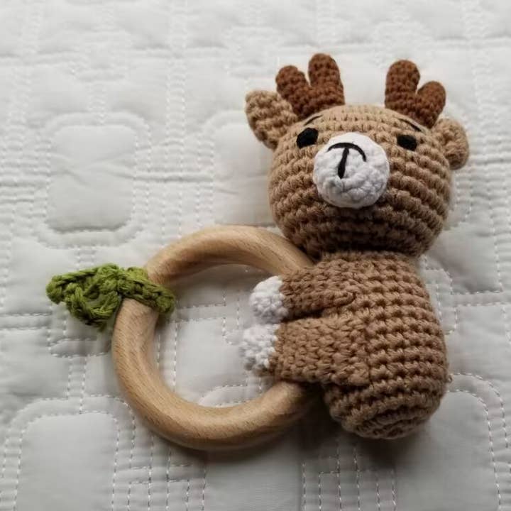 Deer Hand Crochet Baby Rattle for wholesale by D & C TOYS