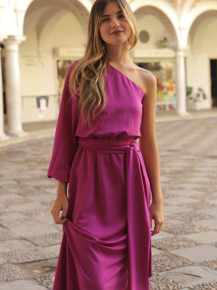 Michigan Asymmetrische jurk van bougainvillea voor wholesale door Bombon Spain - MIlagros Pedregal