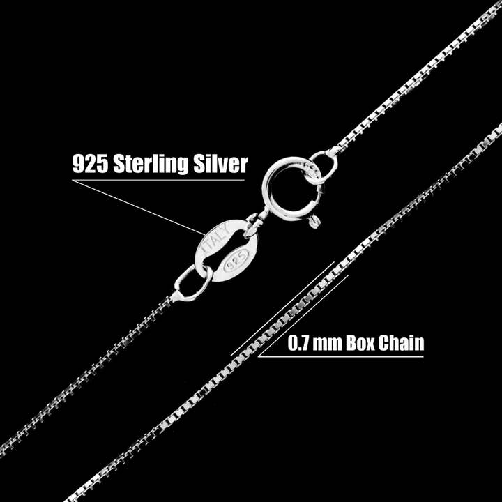 SilverAmber Jewellery - Wholesale Link & Chain Necklace - Made in Italy - 925 Sterling Silver Delicate 0.7 MM Box Chain with an anti-tarnish coating - GCH0165