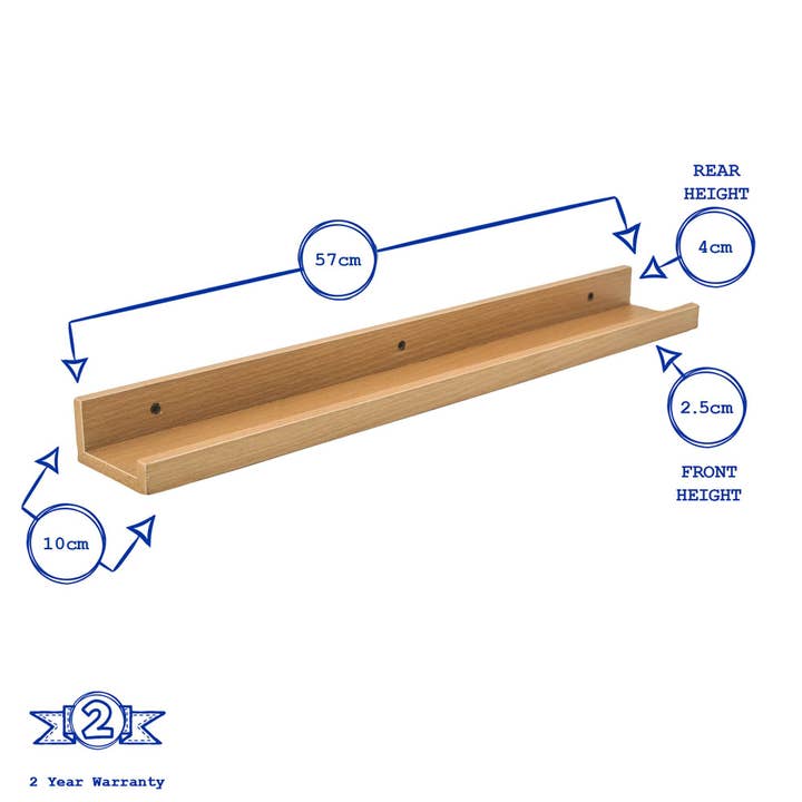 Rinkit Ltd ā wholesale Wall-mounted shelf ā 57cm Floating Picture Ledge Wall Shelf - Natural Beech - By Harbour Housewares5