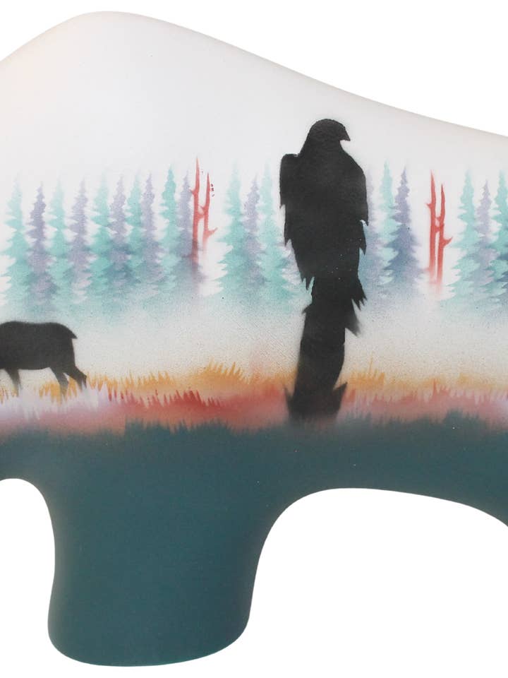MSBB Morning Mist -Moose 12" Big Buffalo for wholesale by Cedar Mesa Pottery