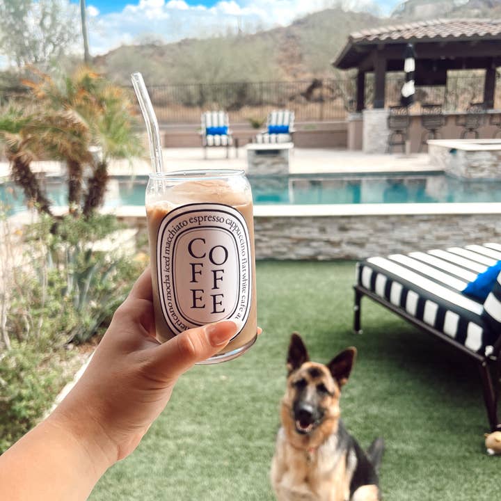 Tash Fox Designz - Wholesale Drinking Glass/Cup - Diptyque Inspired Iced Coffee Glass - Beer Can Glass