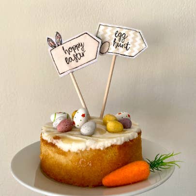 Girl Friday Embroidery – wholesale Cake/cupcake topper – Easter cake topper flag Egg Hunt1