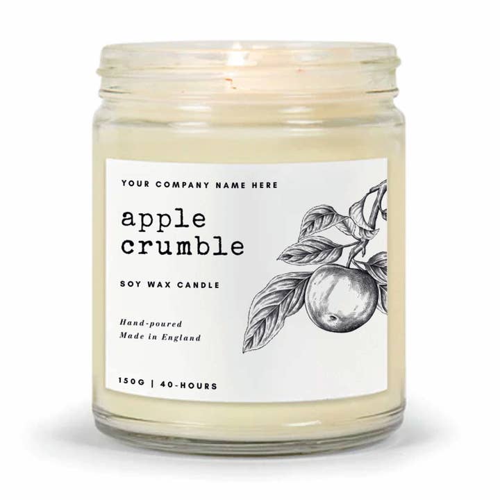 Candle Drop - Wholesale Jar/Filled Candle - Label Style 7 | Wholesale White Label Soy Candle | Clear Jar
