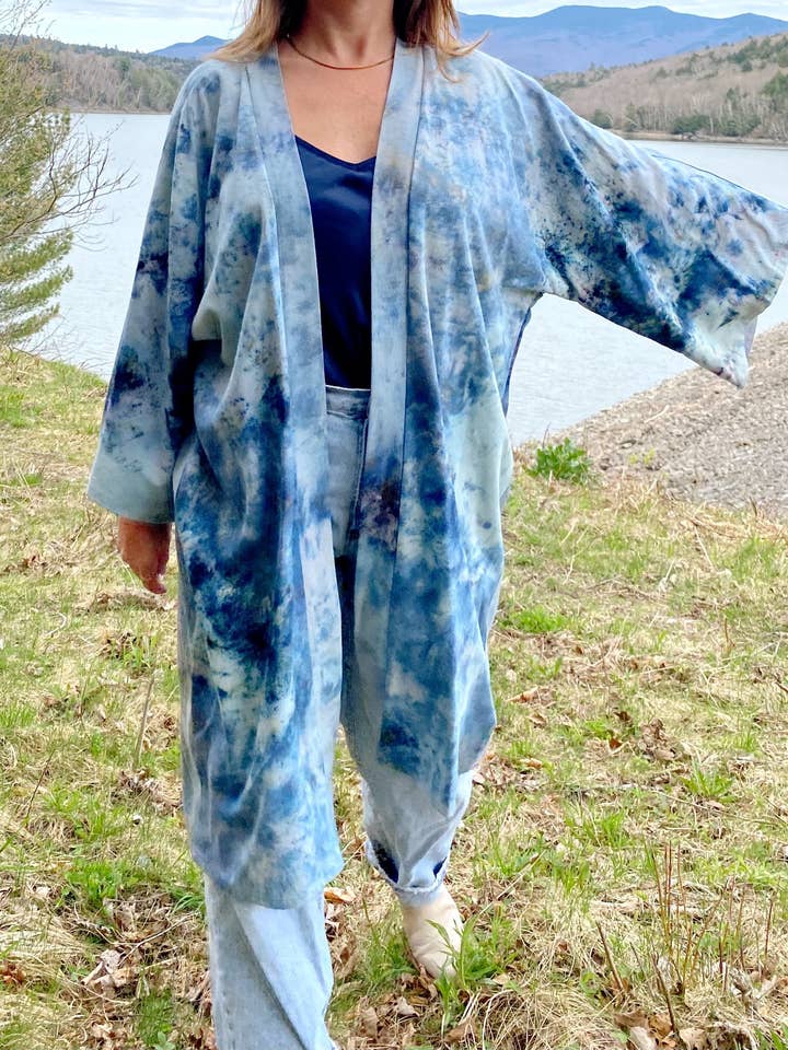 kimono long/réservoir en soie brute pour la vente par Explore Designs By Emelia Prince Ruyle
