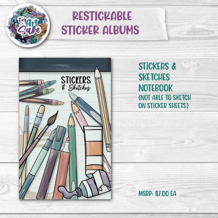 Restickable Sticker Albums: Stickers & Sketches Notebook for wholesale by For Art Sake Stickers