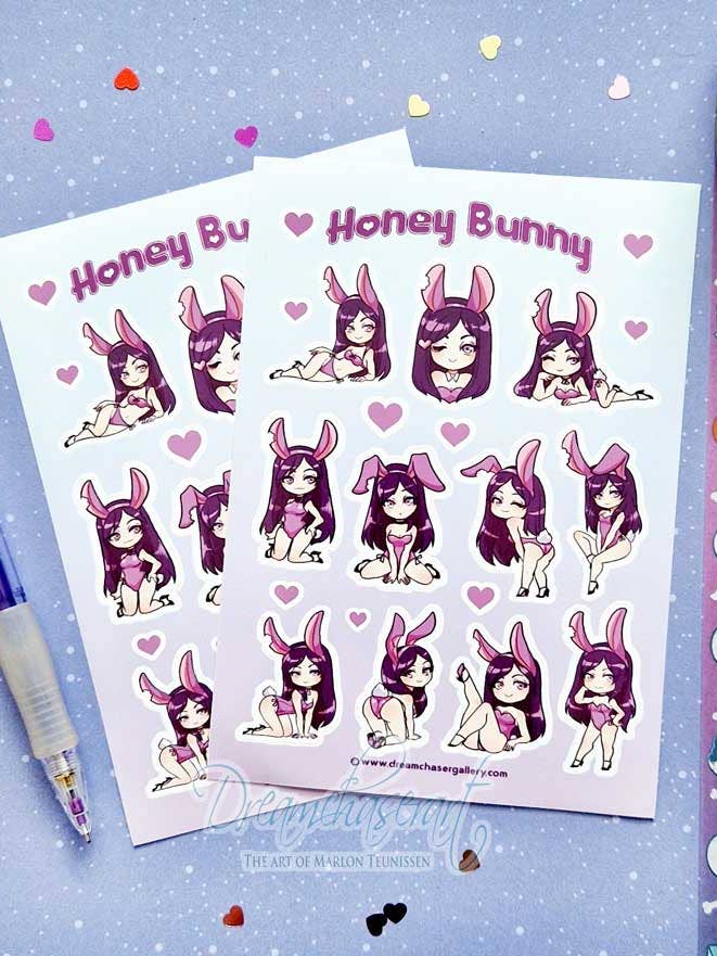Hoja de pegatinas de Honey Bunny para venta al por mayor de Dreamchaserart