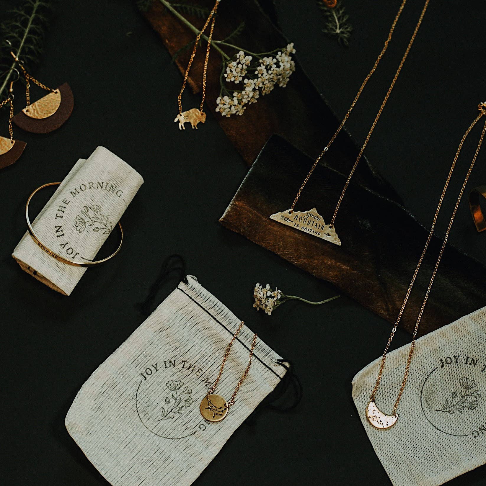 JOY IN THE MORNING - Wholesale Pendant/Charm Necklace - Botanical Bison Necklace, Buffalo, Hand Stamped Necklace8