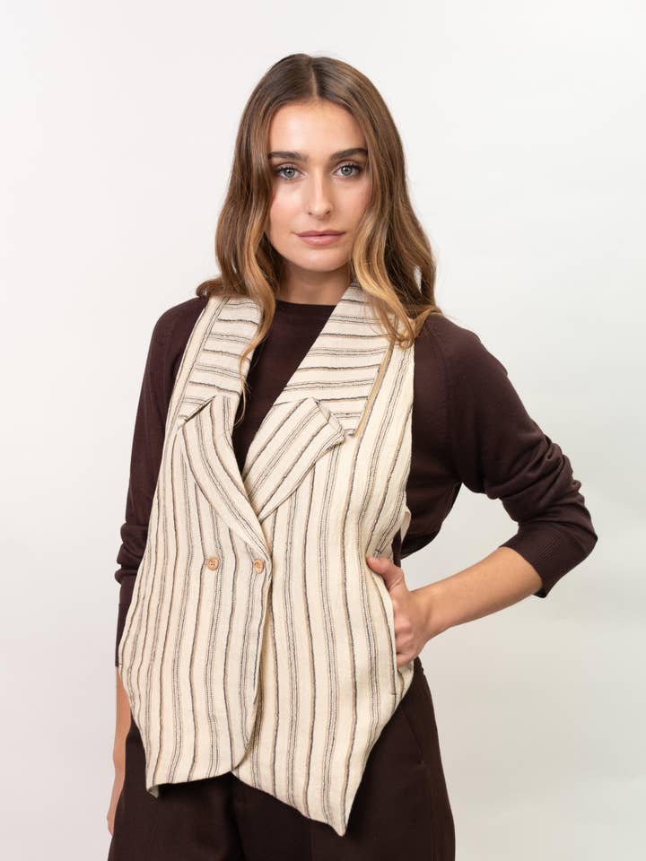 ANAIA VEST BROWN STRIPES for wholesale by BIAAF