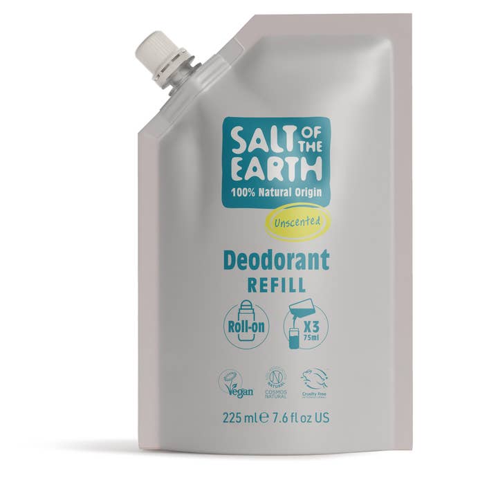 Unscented Roll-On Refill Pouch 225ML for wholesale by Salt of the Earth
