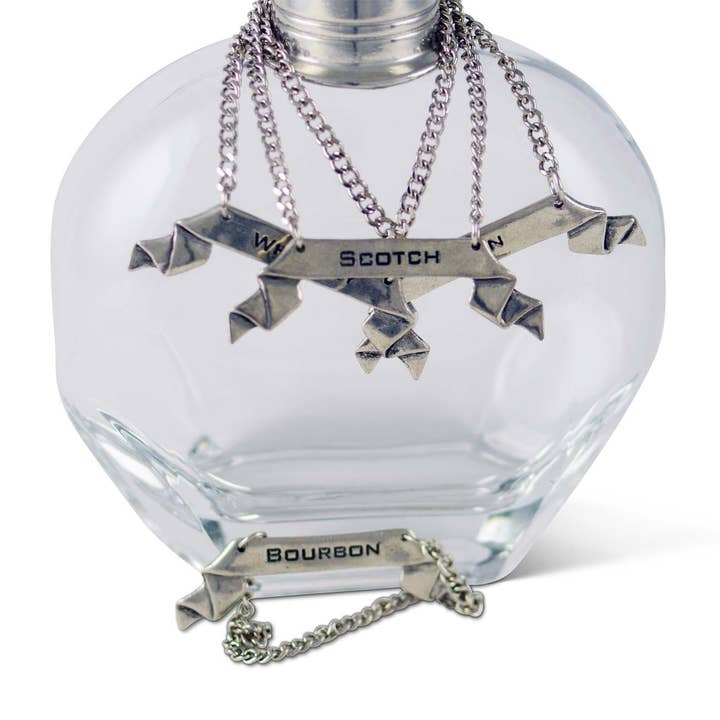 Vagabond House - Wholesale Decanter - Pewter Ribbon Decanter Tags6