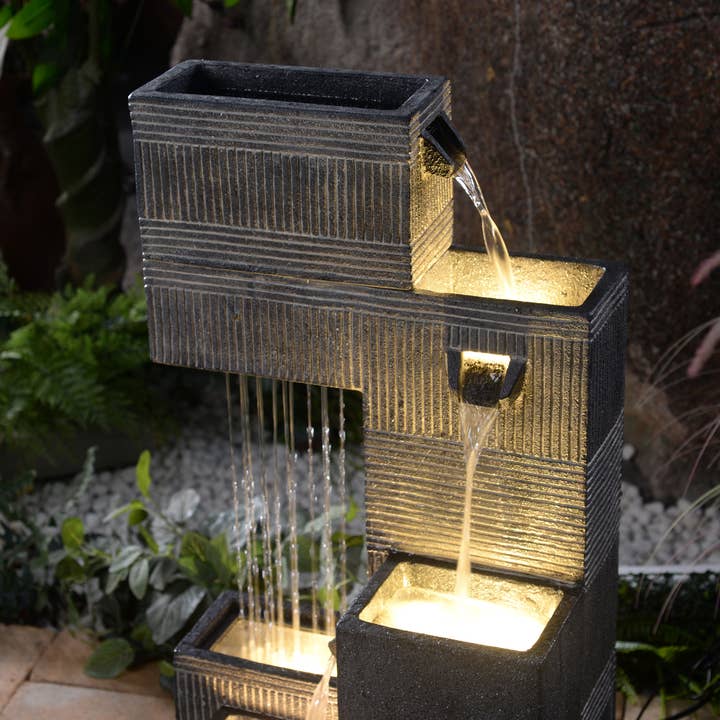 Hi-Line Gift Ltd. - Wholesale Outdoor ornament/decor - Contemporary Fountain with Lights - Dark Elegance2