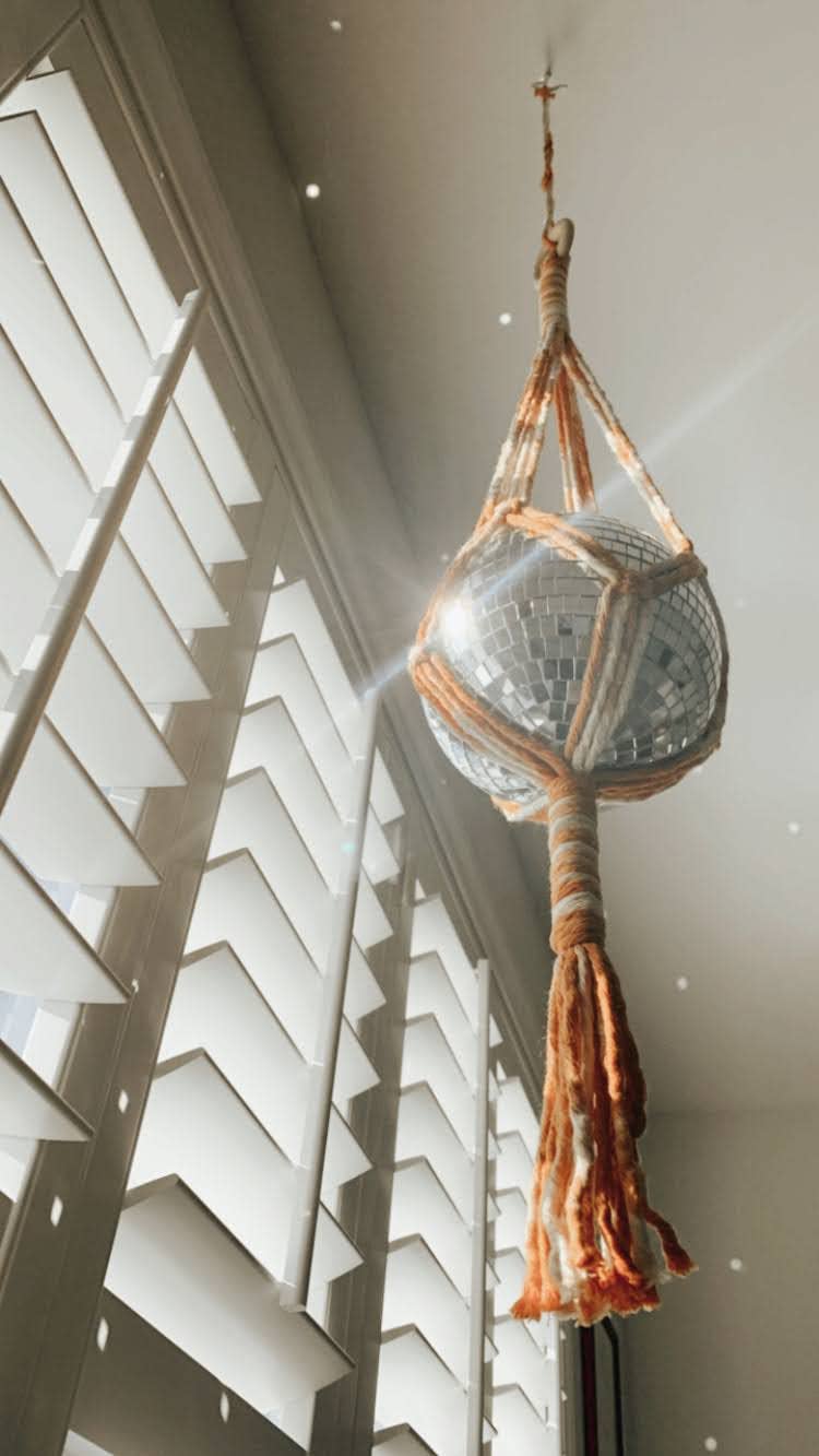 Rosie the Wanderer, Handmade Macramé - Wholesale Mobile - Macrame Disco Ball Hanger - choice of color11