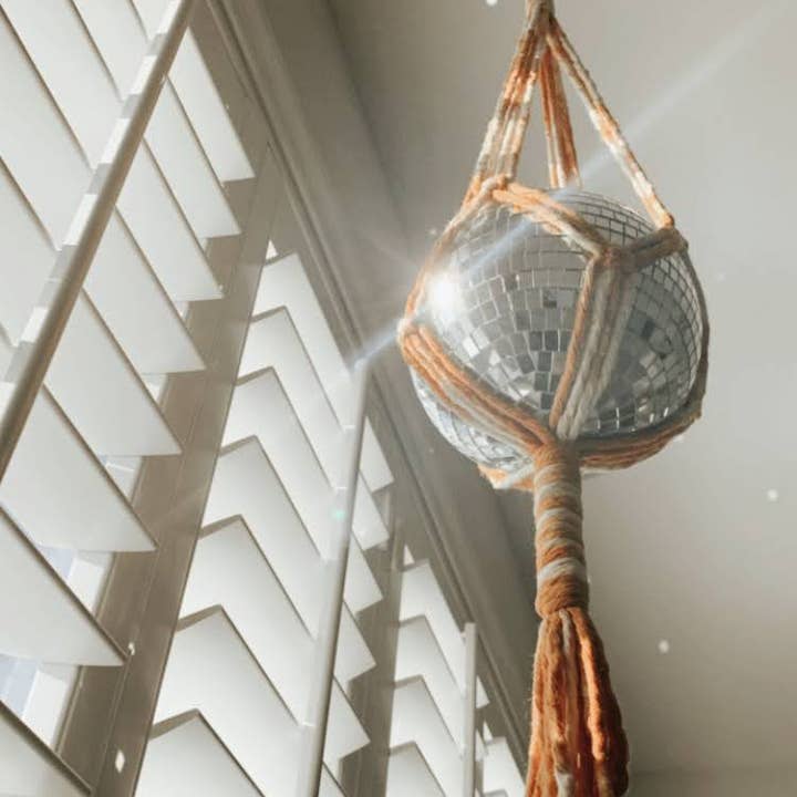 Rosie the Wanderer, Handmade Macramé - Wholesale Mobile - Macrame Disco Ball Hanger - choice of color11