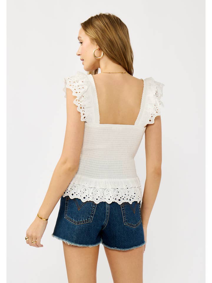 Lovestitch - Wholesale Blouse - Women's - Smocked Scallop Lace Ruffle Top7