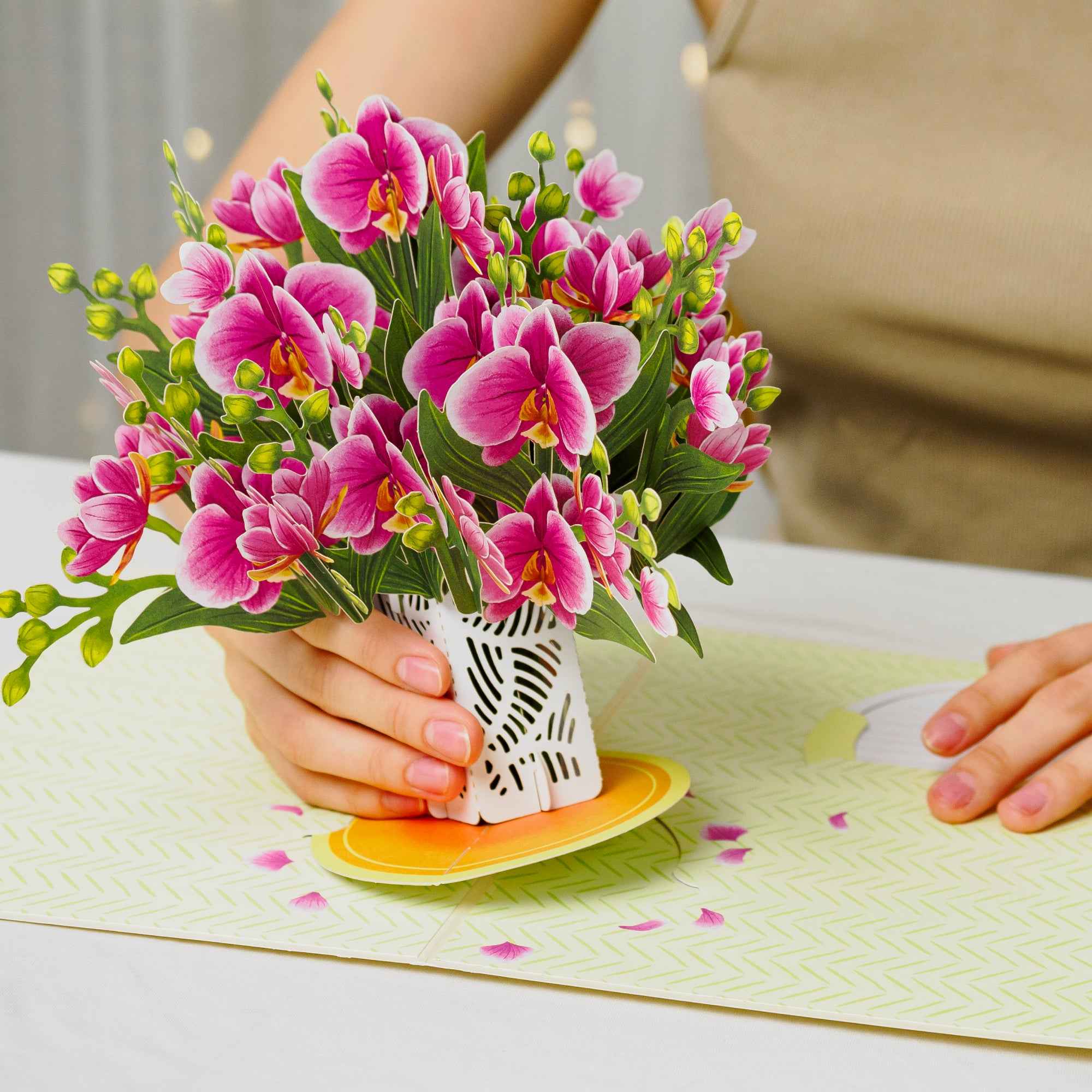 Paper Love - Wholesale Everyday Greeting Card - Orchid Flower Bouquet Pop-Up Card with Keepsake4