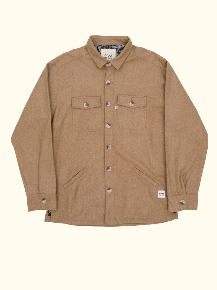 sable upcycled wool jacket in beige for wholesale by Otherwise