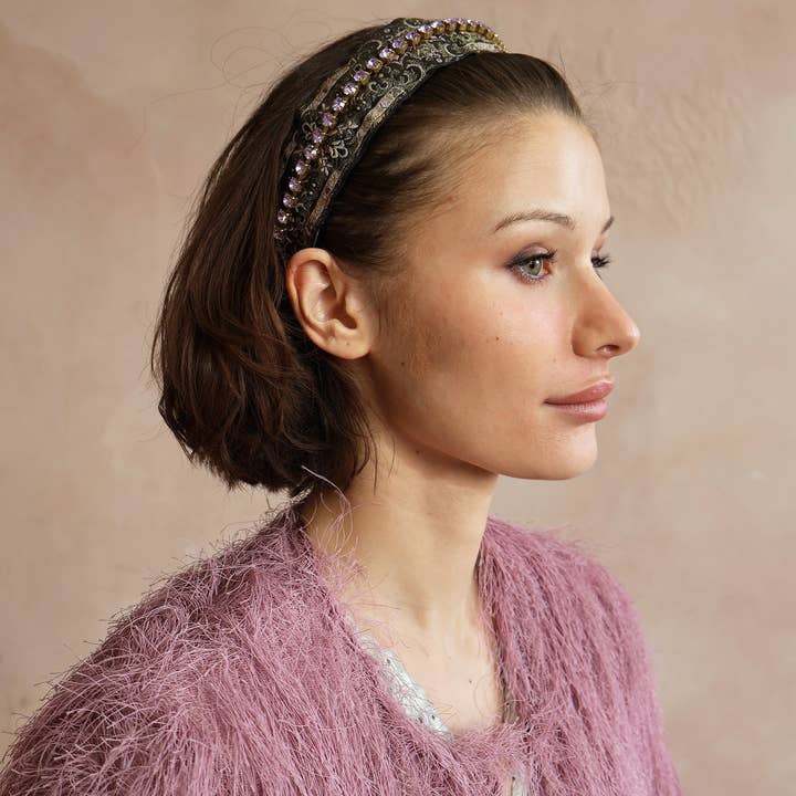 BANDEAU EN BROCARD LILAS MARQUISE pour la vente par Epona Valley