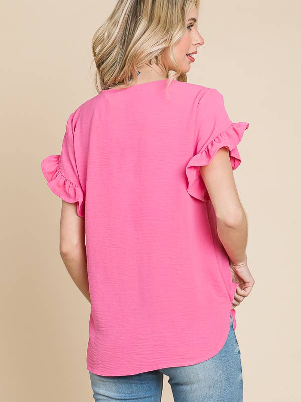 Culture Code - Wholesale Blouse - Women's - CWT1541 - V NECK RUFFLE SHORT SLEEVE TOP11