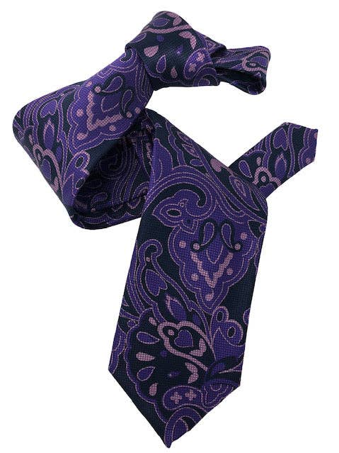 DMITRY 7-Fold Purple/Navy Patterned Italian Silk Tie for wholesale by DMITRY Ties
