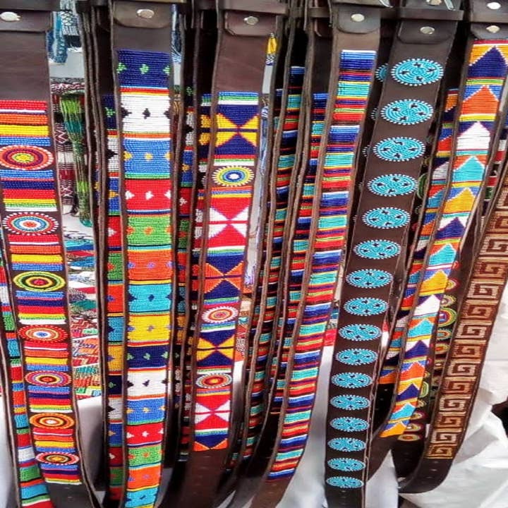 African Craft Collection - Wholesale Belt - Unisex - Handmade Maasai Beaded Leather Belt – Unisex