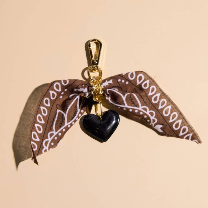 Brown Bandana Bag Charm for wholesale by Nickel and Suede