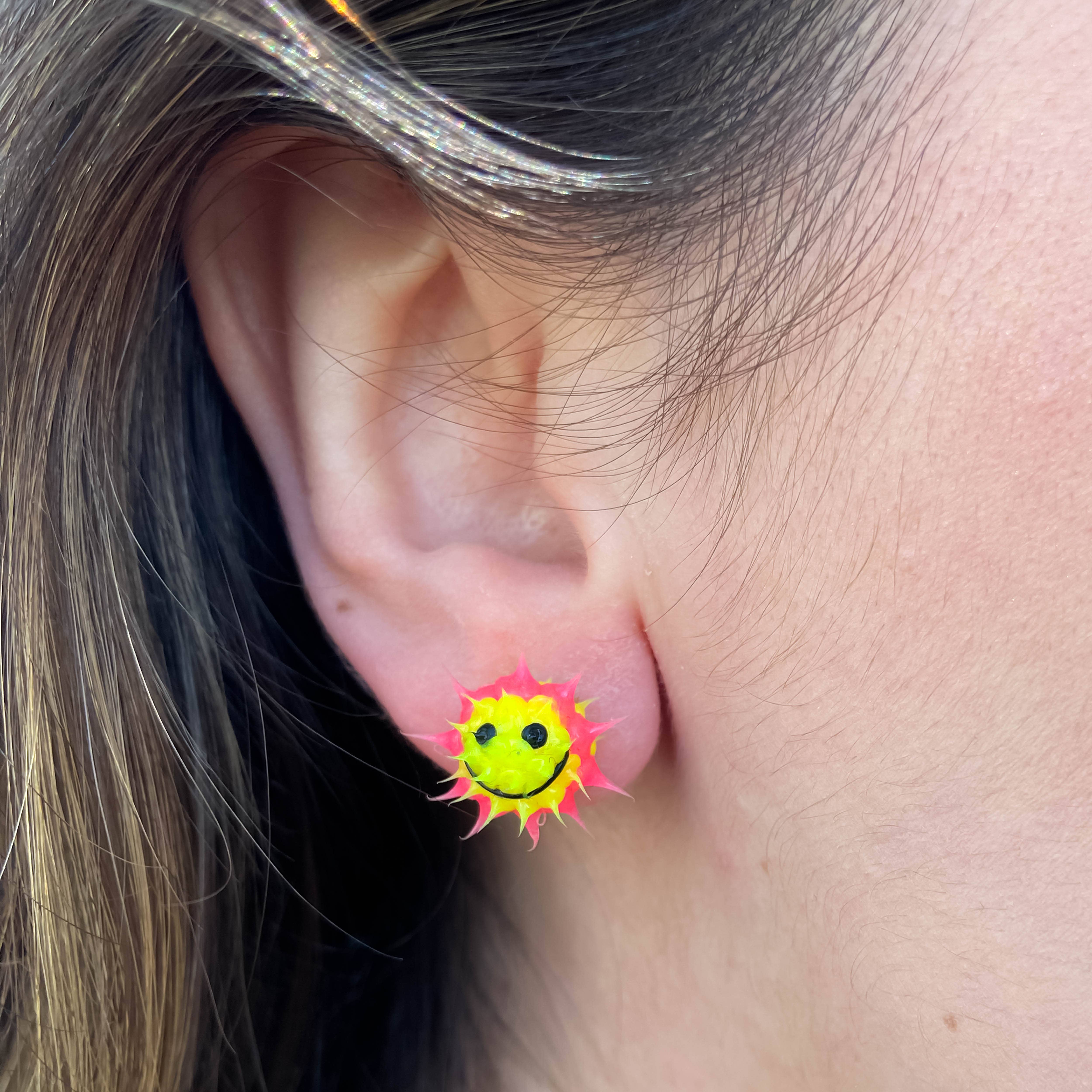 Natalia - Wholesale Jewelry Set - Spiky Neon Silicone Y2K Icons Stud Earrings - SET 36 Pairs7