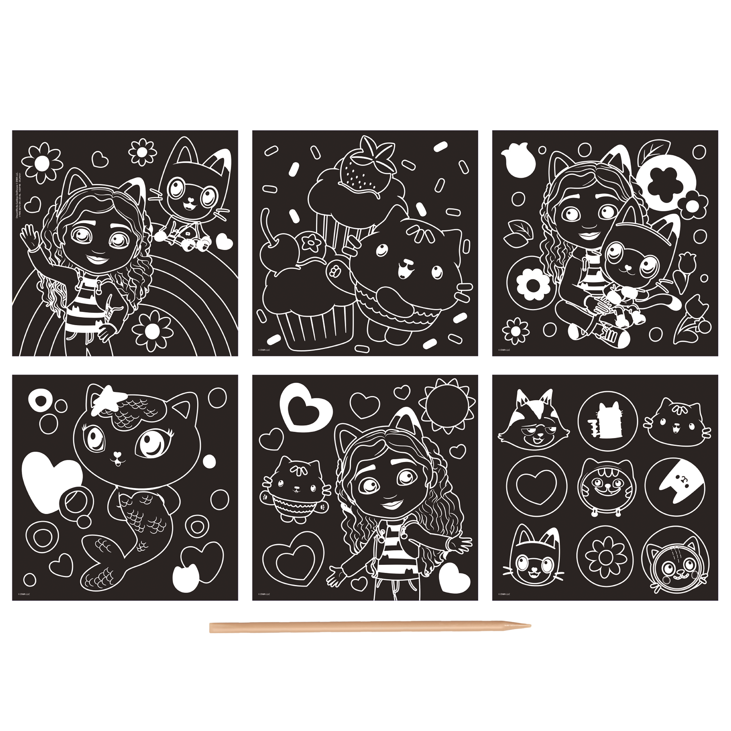 Robbie Toys Ltd – wholesale Art set – Child & baby – Gabby Dollhouse 6 Scratch cards1