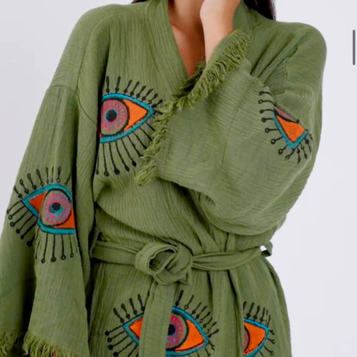 Olive Multi Eye Kaftan Summer! for wholesale by Karli Buxton