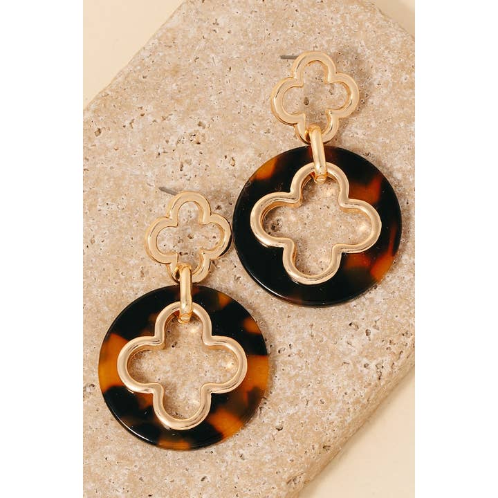 Anarchy Street - Wholesale Dangle Earrings - Acetate Disc Double Clover Dangle Earrings