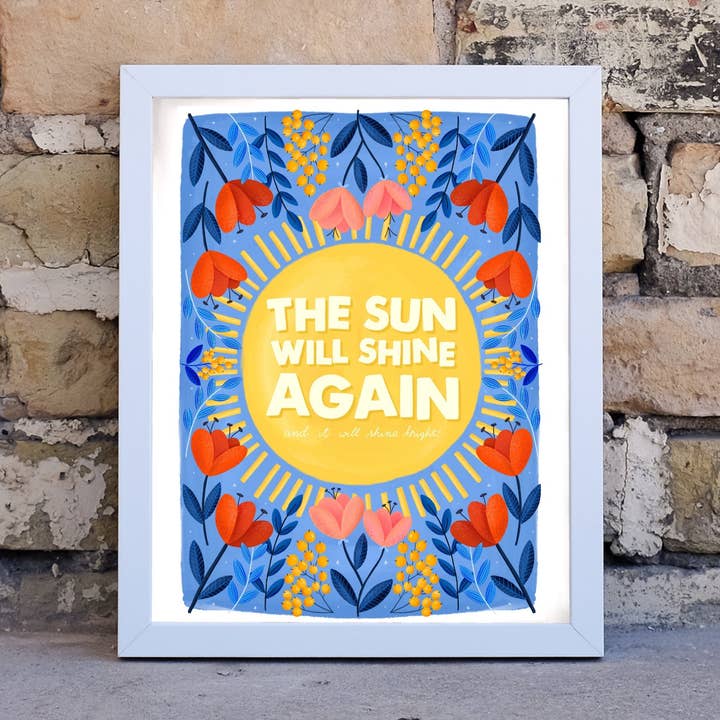 De zon zal weer schijnen met de hand geïllustreerde print voor wholesale door The Little Posy Print Company